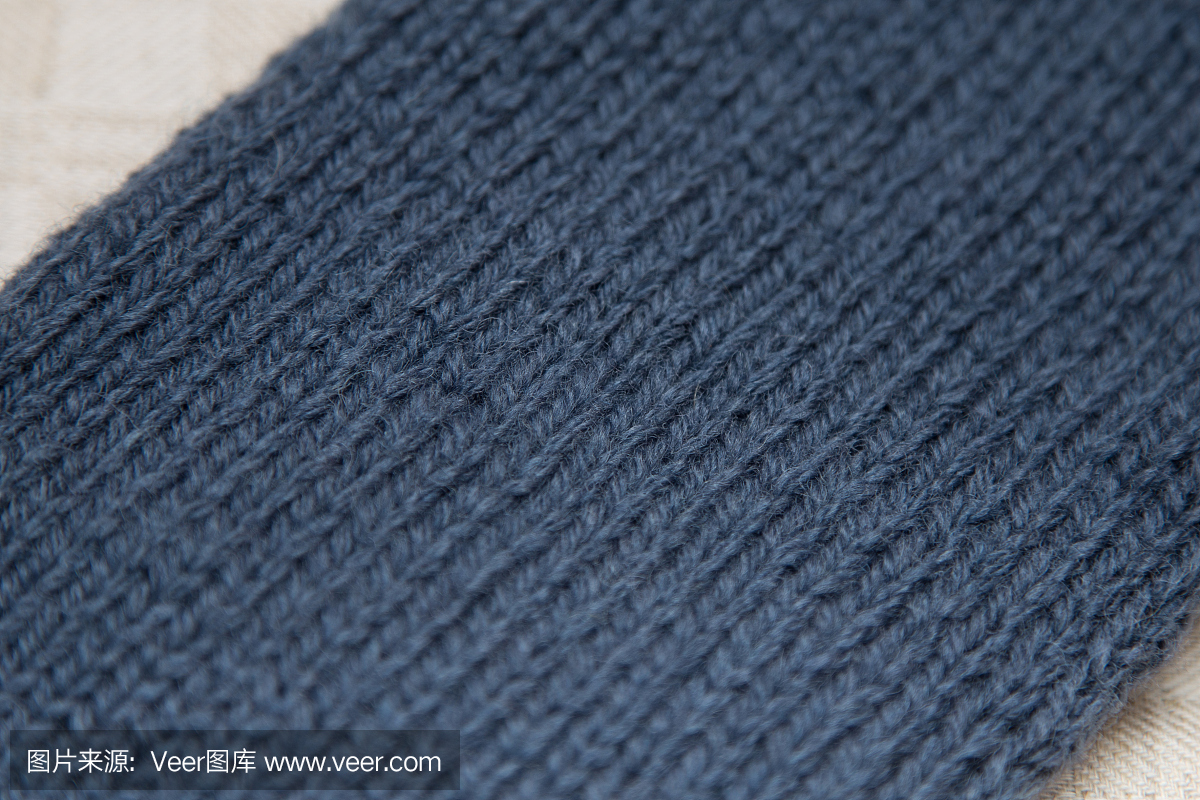 手工針織圖案特寫。羊毛針織紗。